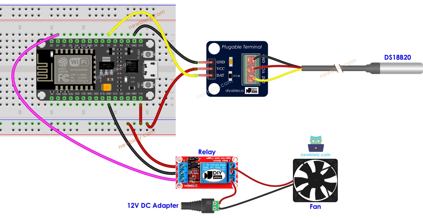 ESP8266 - Cooling System using DS18B20 Temperature Sensor | ESP8266 ...