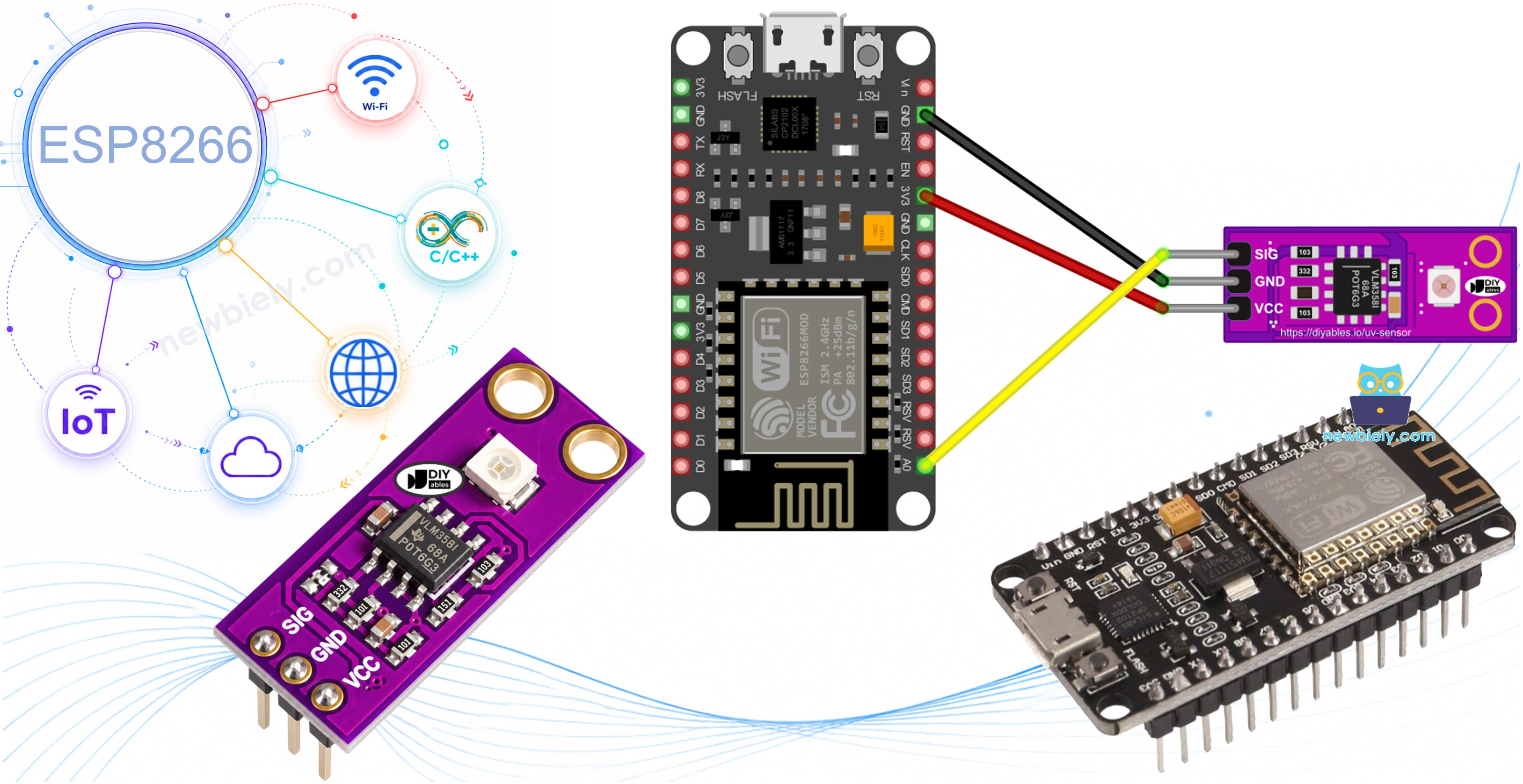 ESP8266 NodeMCU NodeMCU GUVA-S12SD UV sensor
