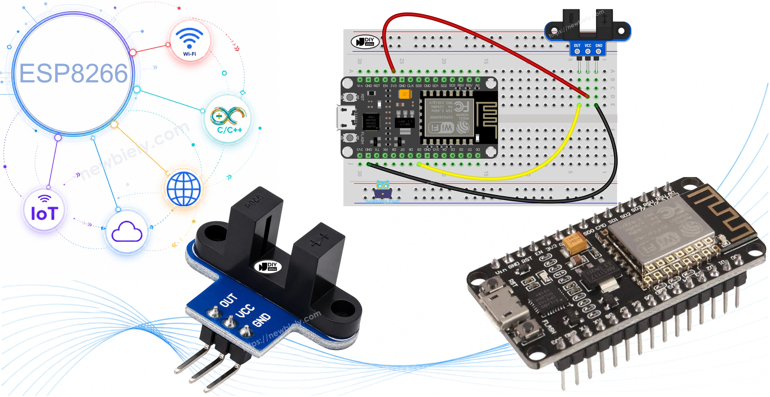 ESP8266 NodeMCU NodeMCU with IR slotted optical speed sensor