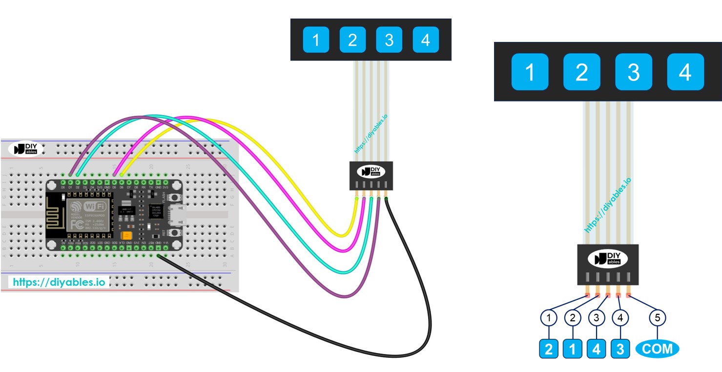 ESP8266 NodeMCU Keypad 1x4