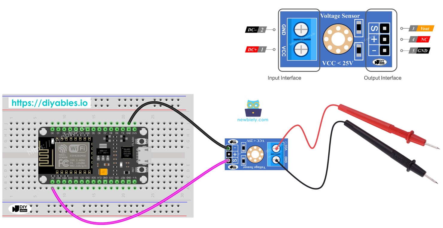 ESP8266 NodeMCU voltage sensor