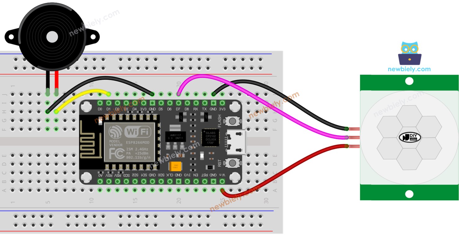 ESP8266 - Motion Sensor - Piezo Buzzer | ESP8266 Tutorial