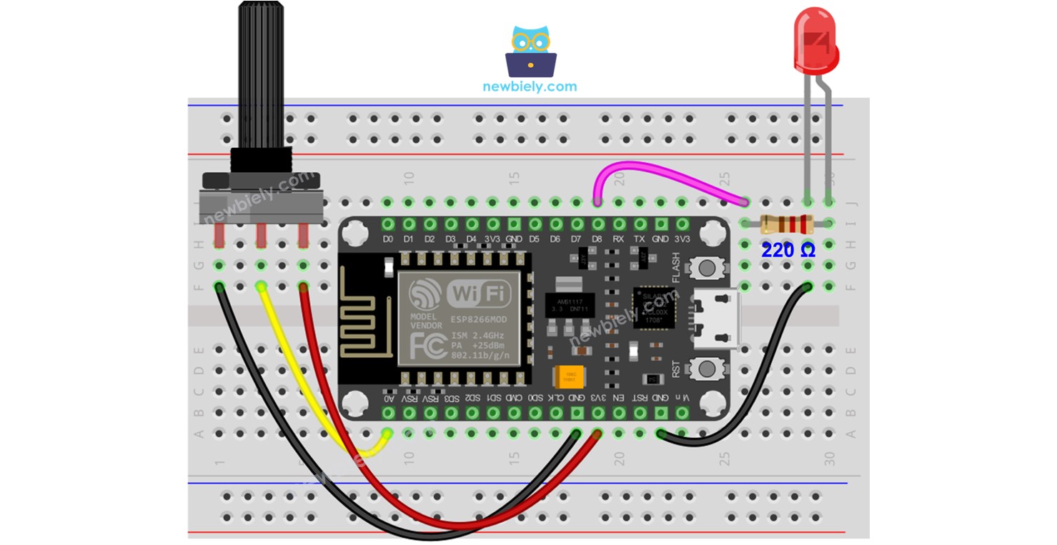 ESP8266 - Potentiometer fade LED | ESP8266 Tutorial