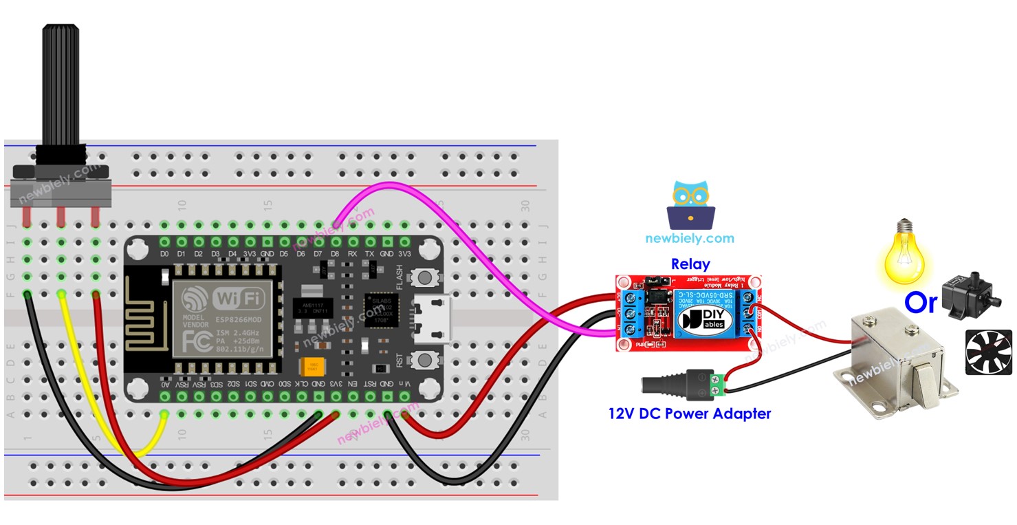 ESP8266 Potentiometer Relay ESP8266 Tutorial