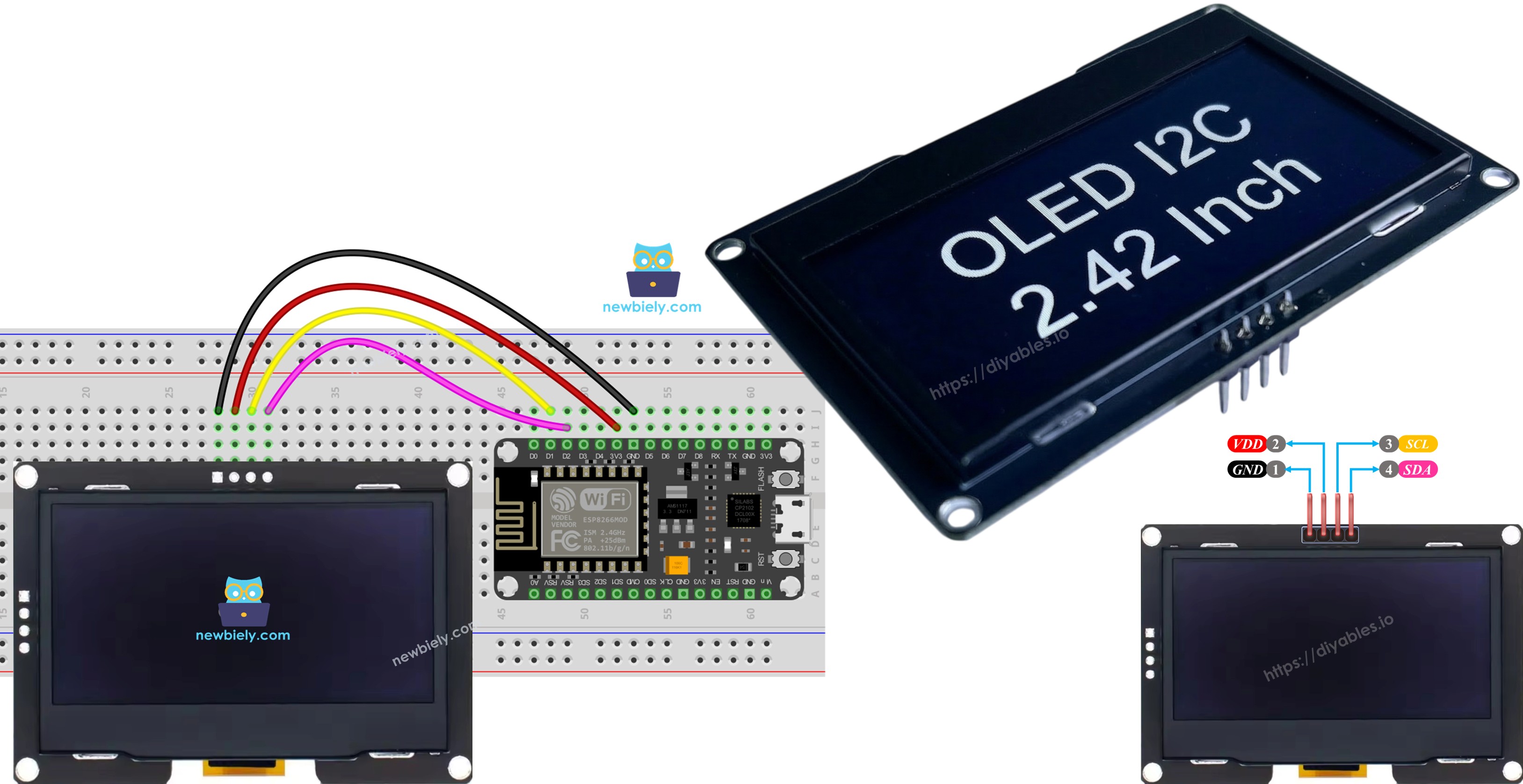 ESP8266 NodeMCU SSD1309 OLED I2C display