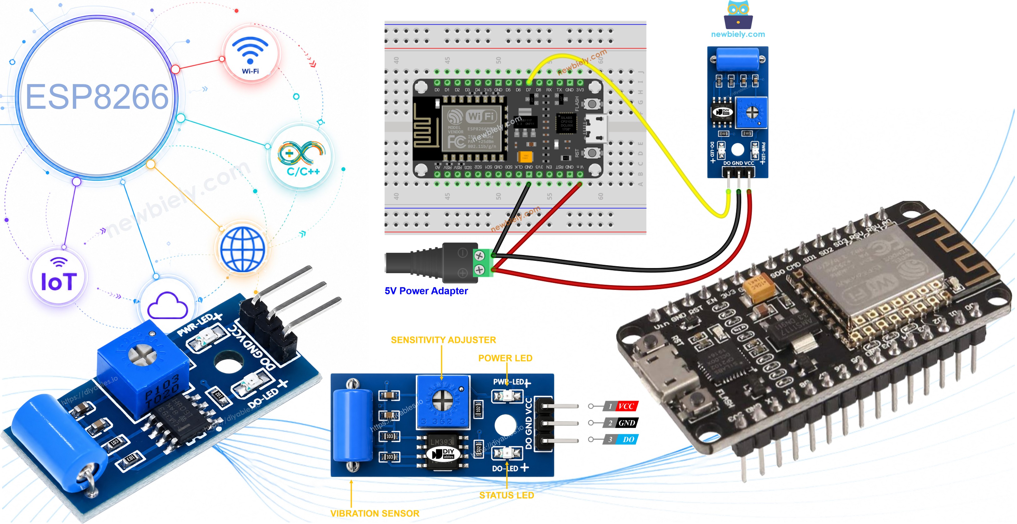 ESP8266 NodeMCU NodeMCU SW-420 vibration sensor