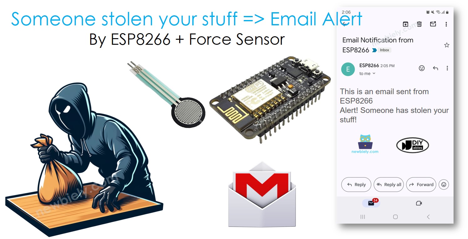 ESP8266 NodeMCU Theft detection Email Notification