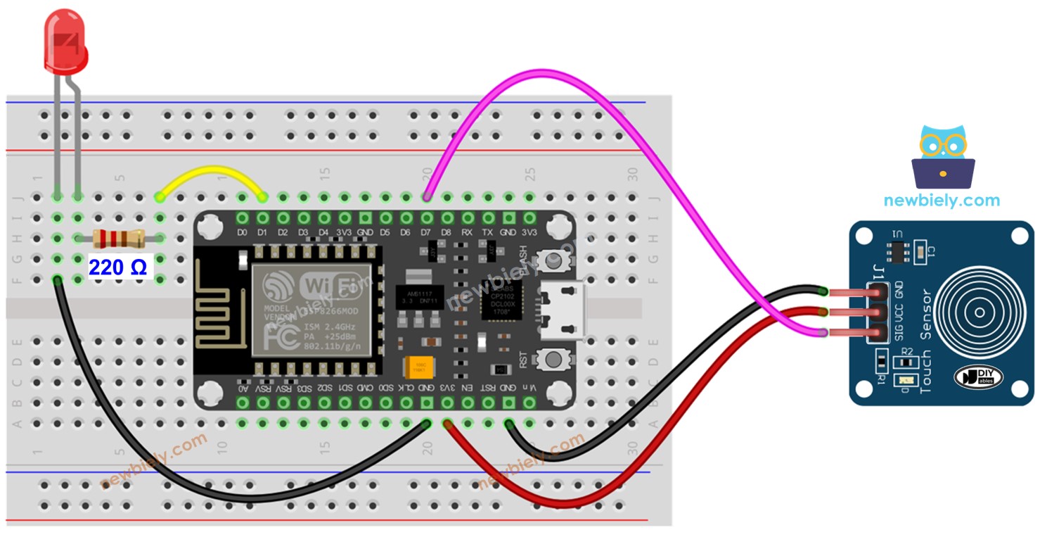 ESP8266 - Touch Sensor - LED | ESP8266 Tutorial