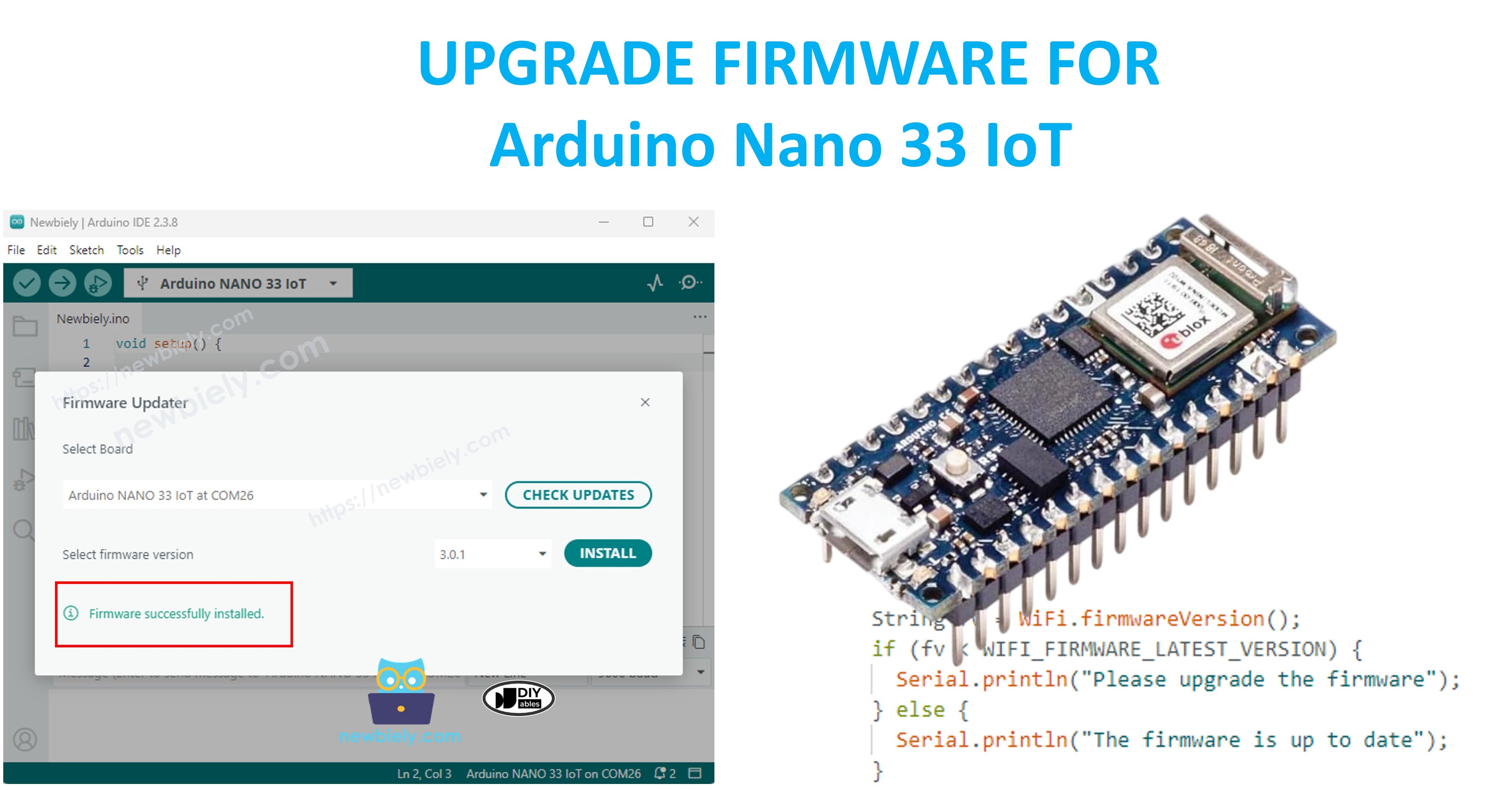 how to upgrade the firmware on Arduino Nano 33 IoT