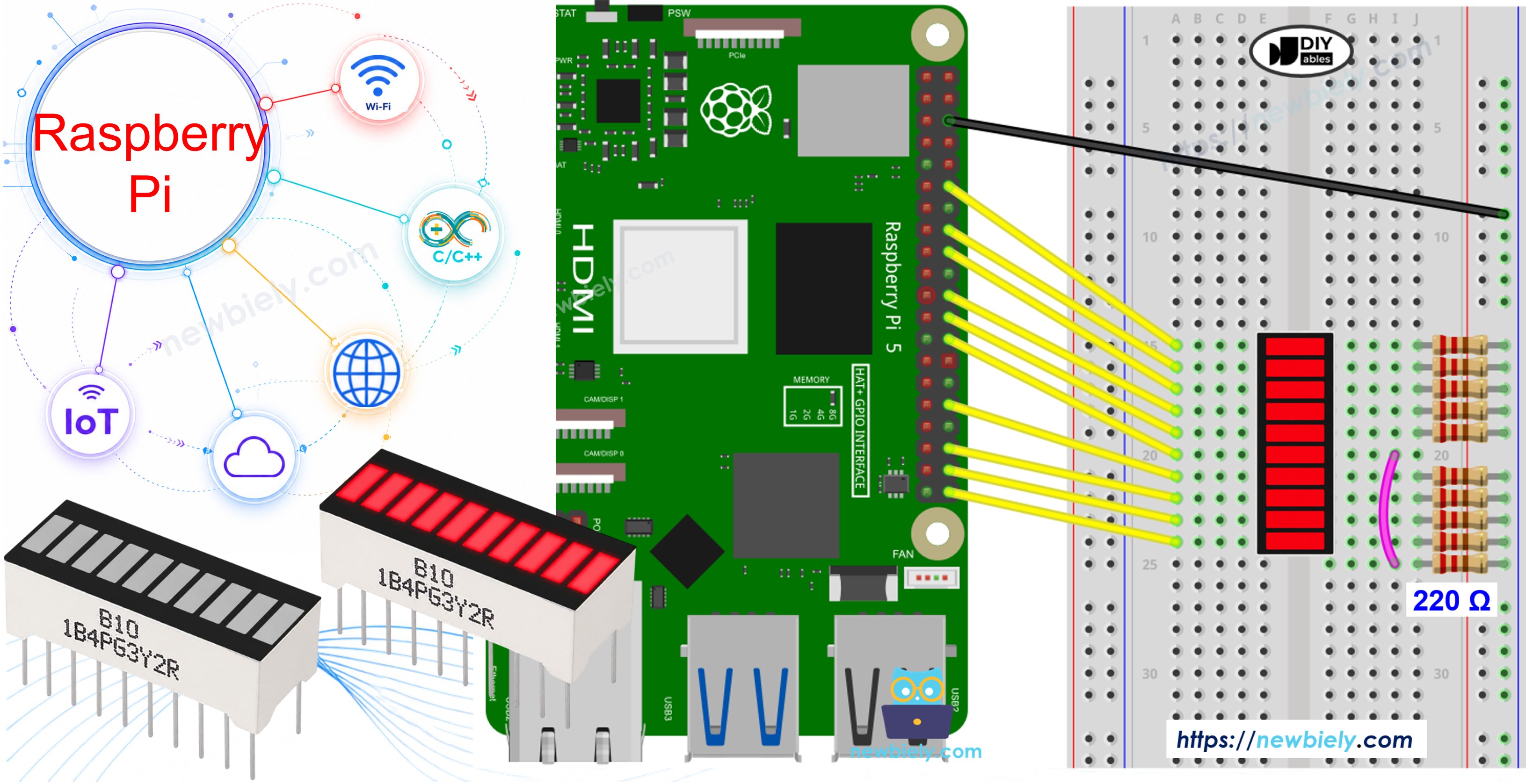 Raspberry Pi and 10 Segment LED Bar Graph