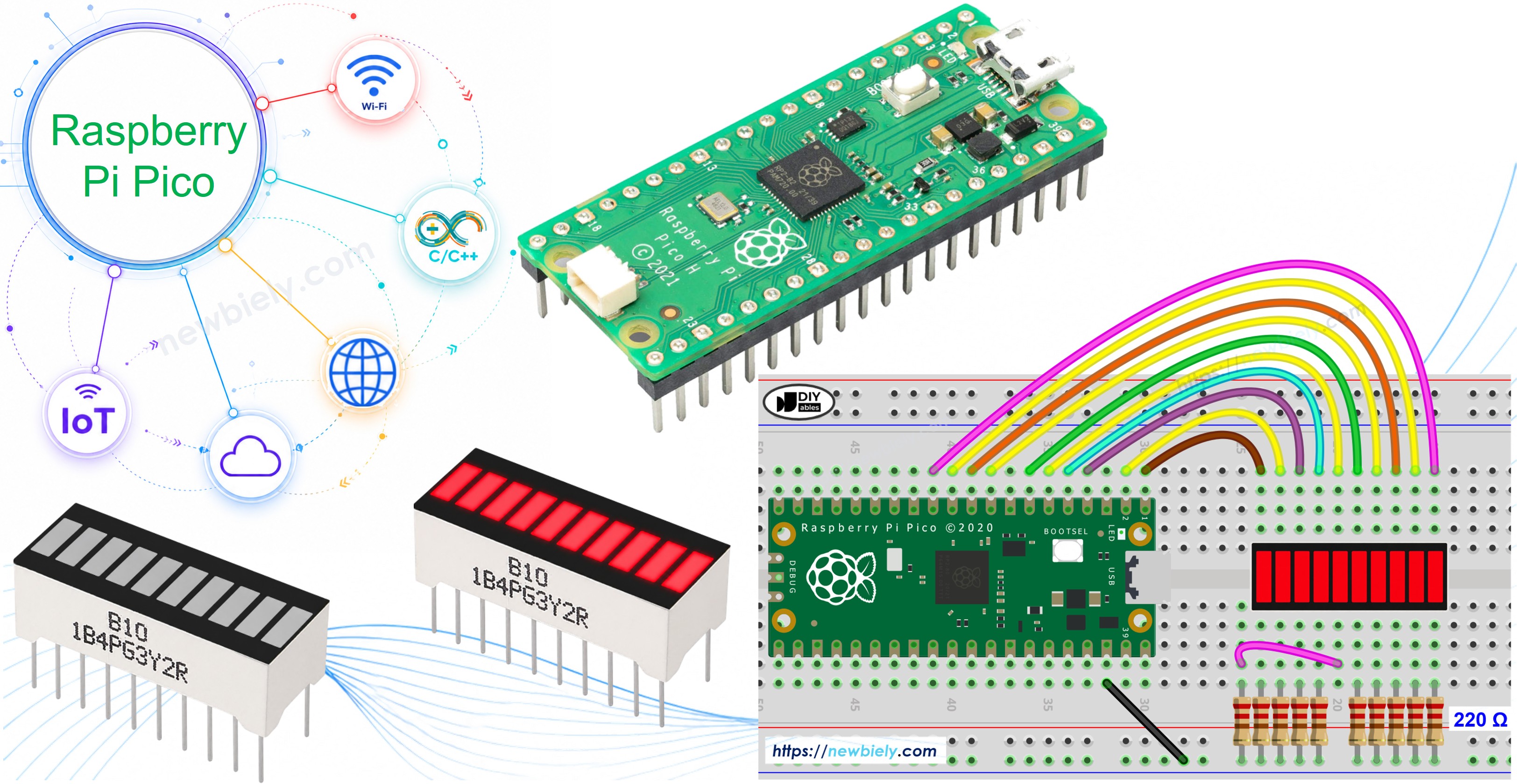 Raspberry Pi Pico and 10 Segment LED Bar Graph