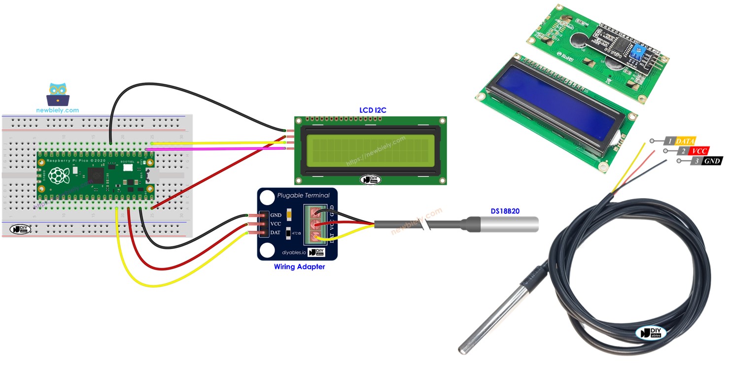 Raspberry Pi Pico Temperature Sensor LCD I2C