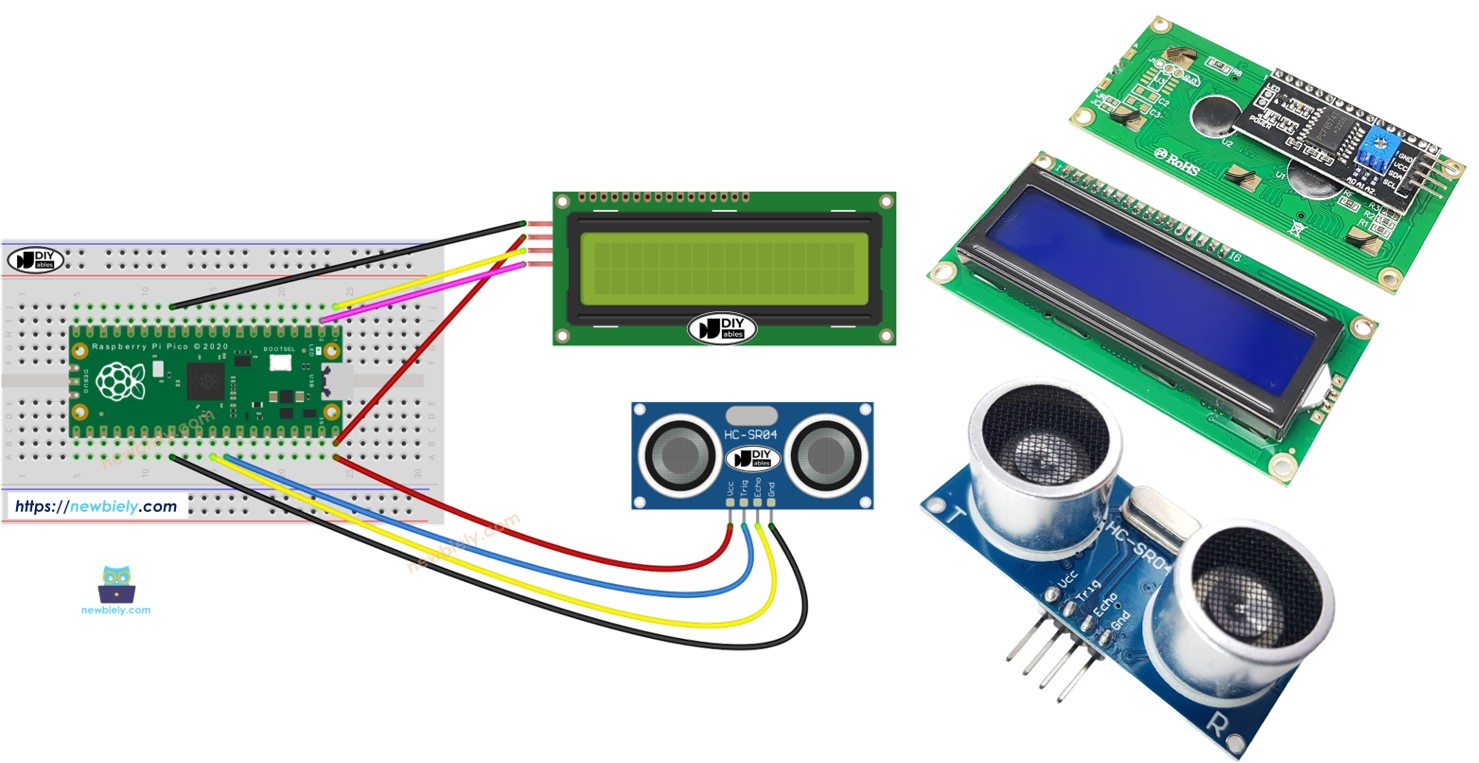 Raspberry Pi Pico ultrasonic Sensor LCD I2C