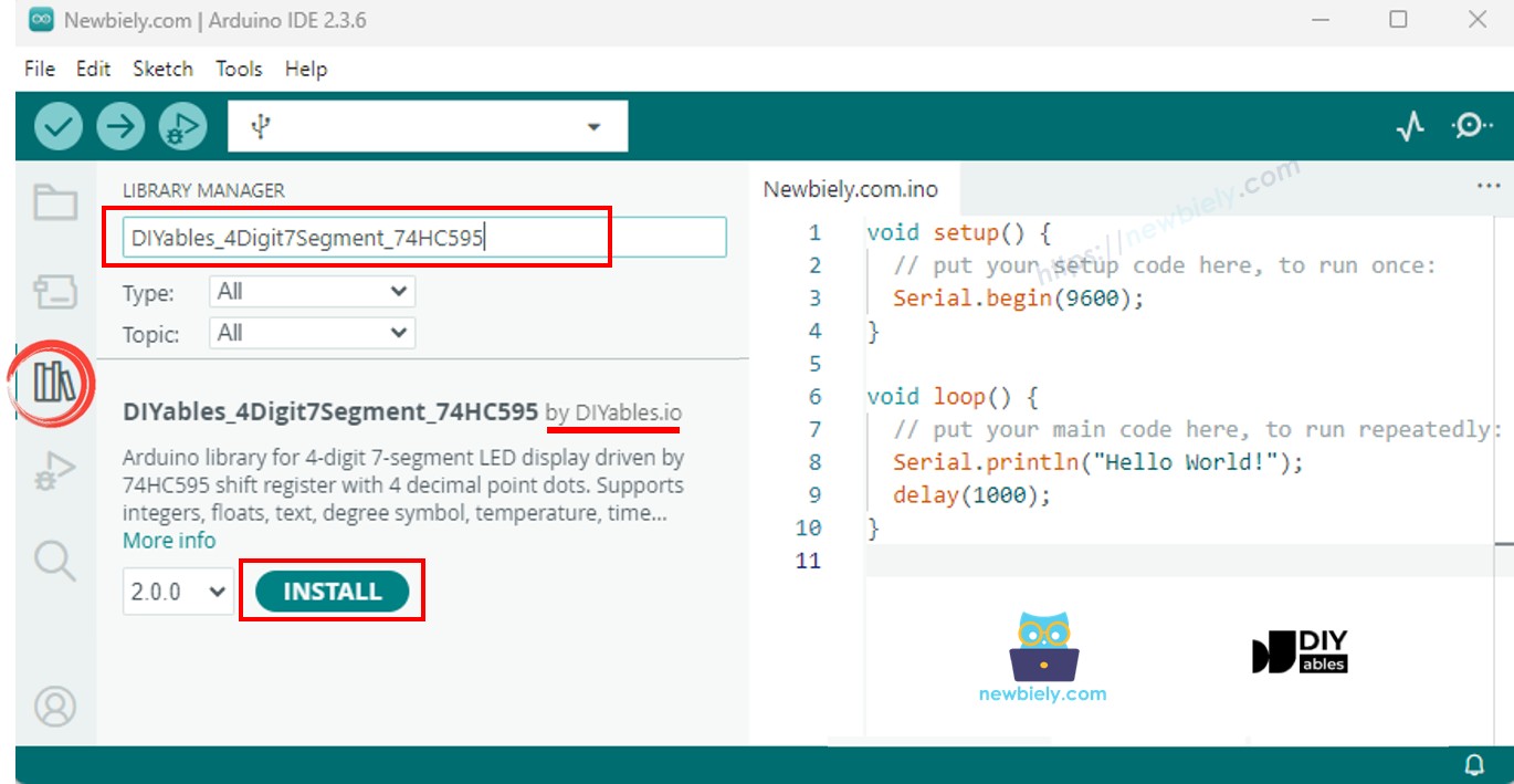 Arduino MKR WiFi 1010 74HC595 4-Digit 7-Segment Display library