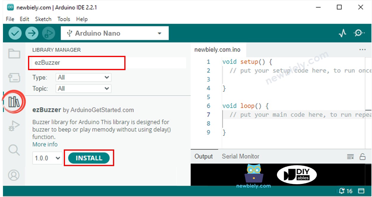 Arduino Nano buzzer library