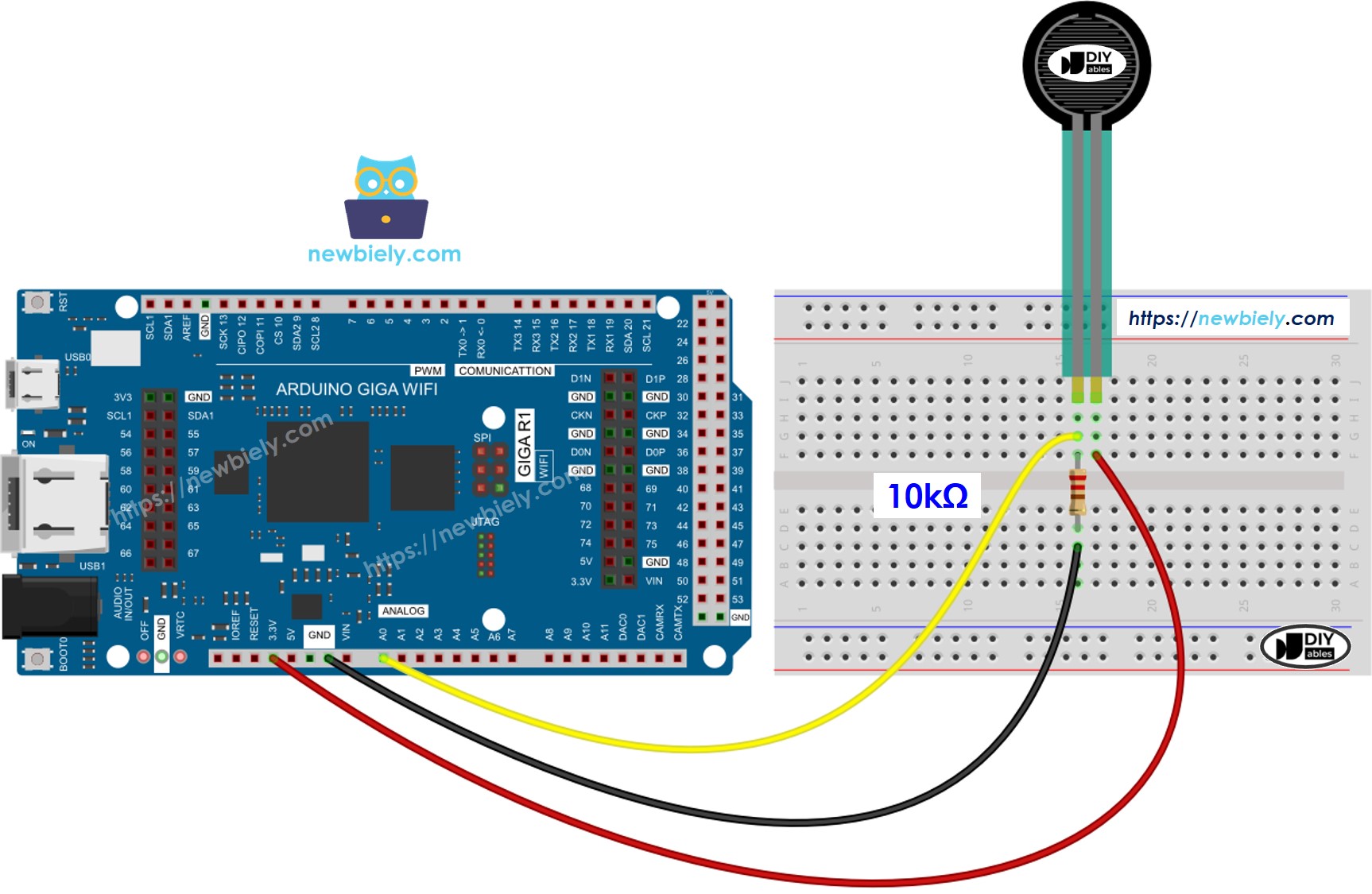 The wiring diagram between Arduino Force