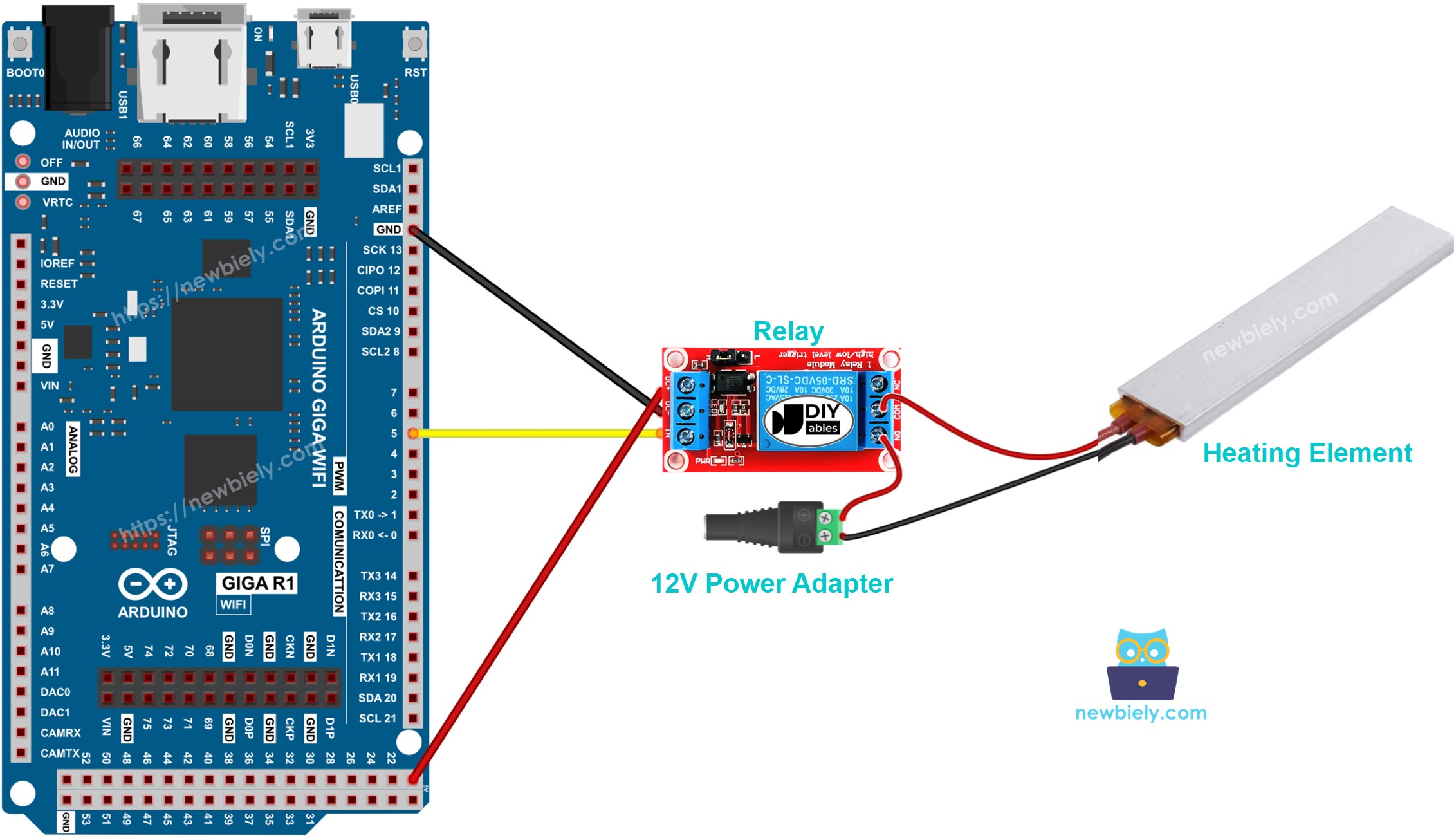 The wiring diagram between Arduino Heating Element