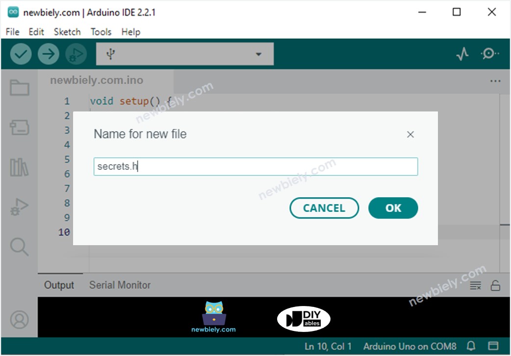 Arduino IDE 2 adds file secrets.h