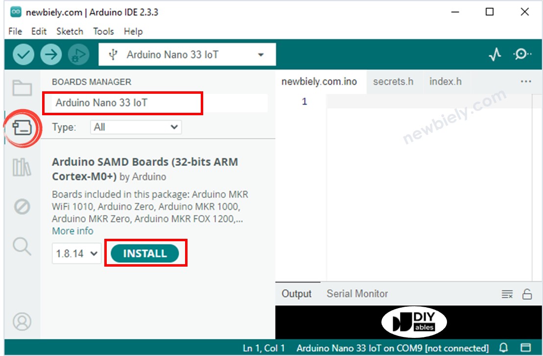 Arduino IDE - How to installArduino Nano 33 IoT