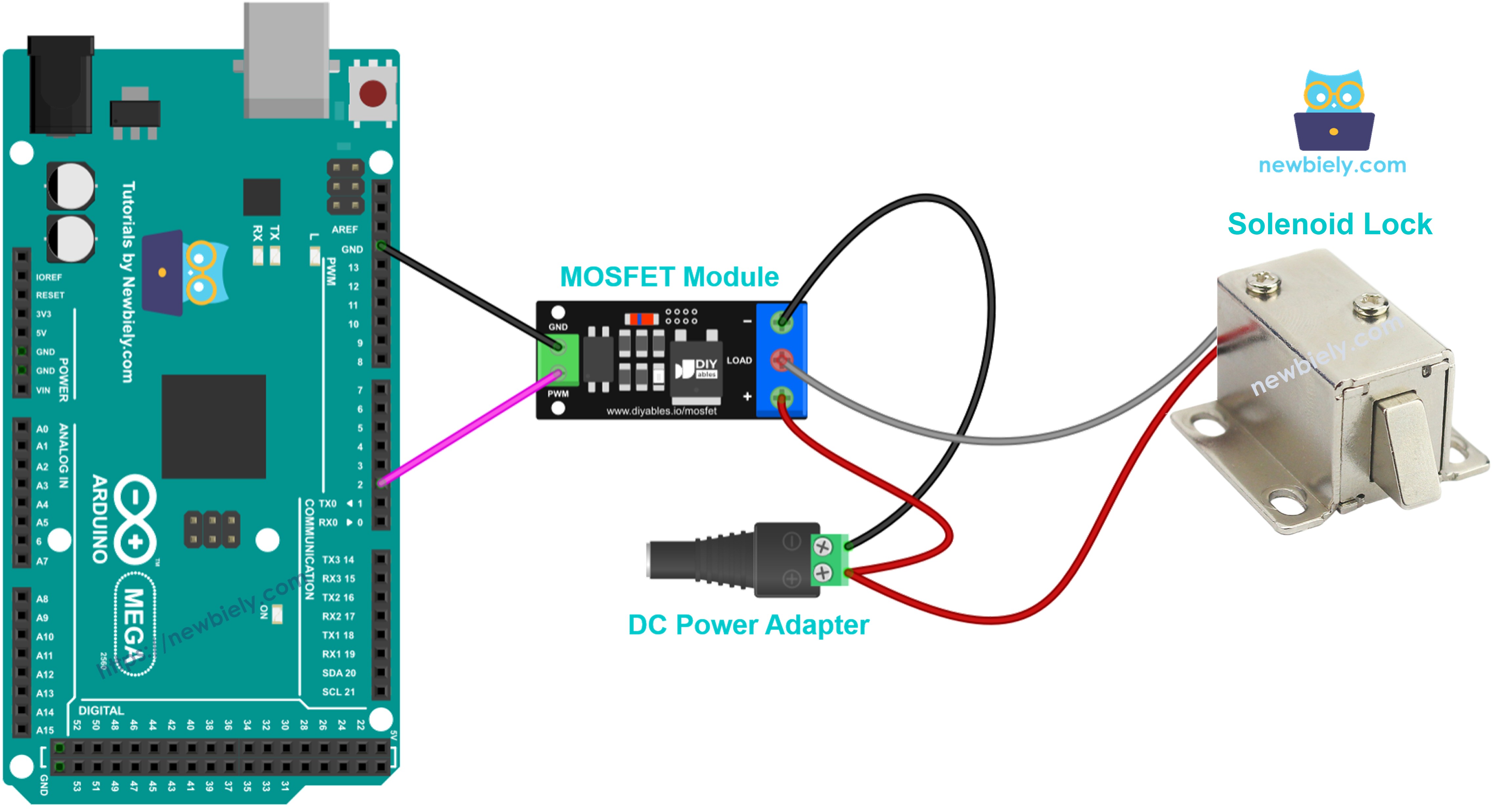 MOSFET module and 12V solenoid lock wiring
