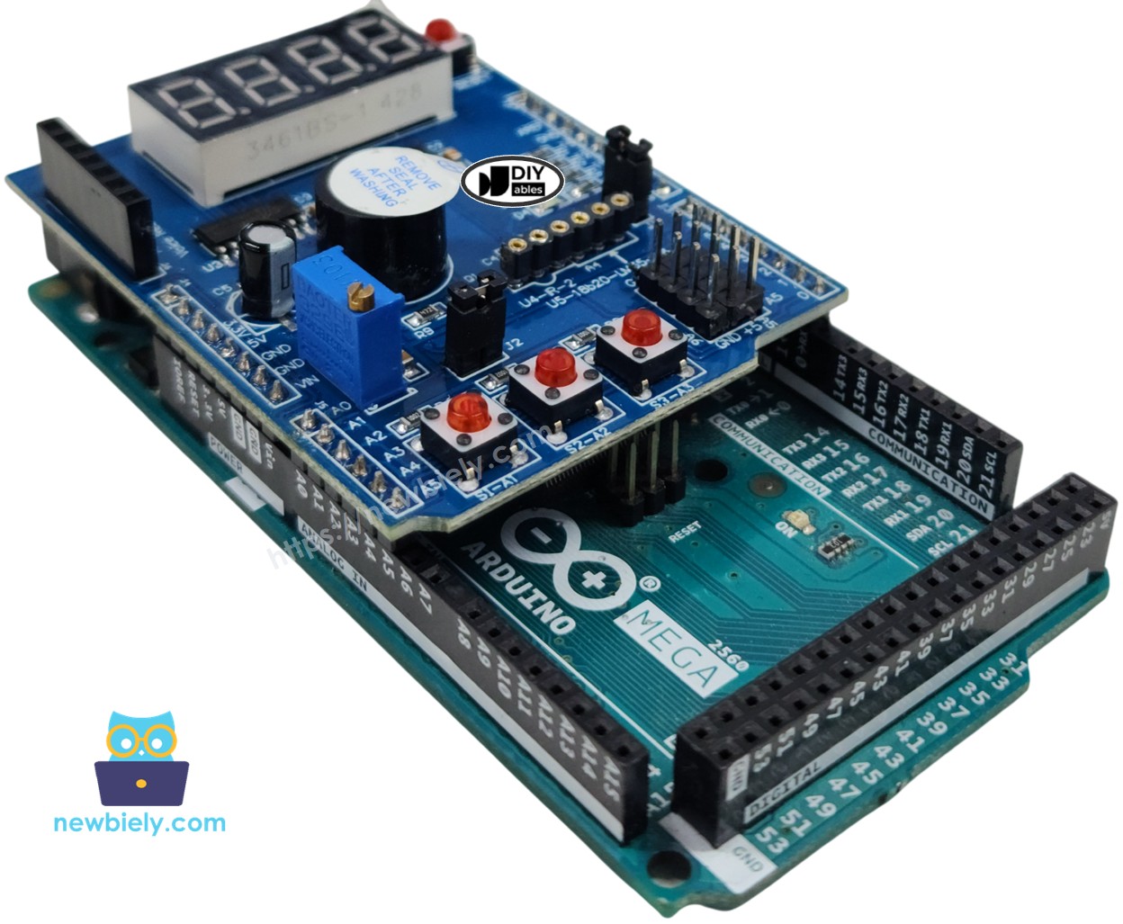The wiring diagram between Arduino Mega Multi-Function Shield