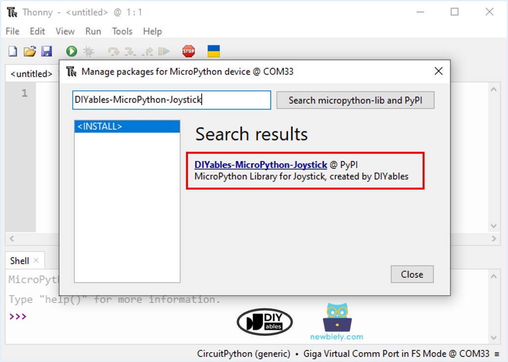 Arduino MicroPython Joystick library