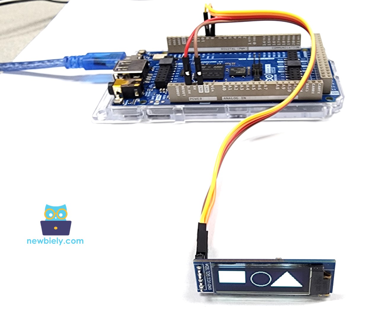 Arduino MicroPython draw rectangle, circle, an triagle on OLED