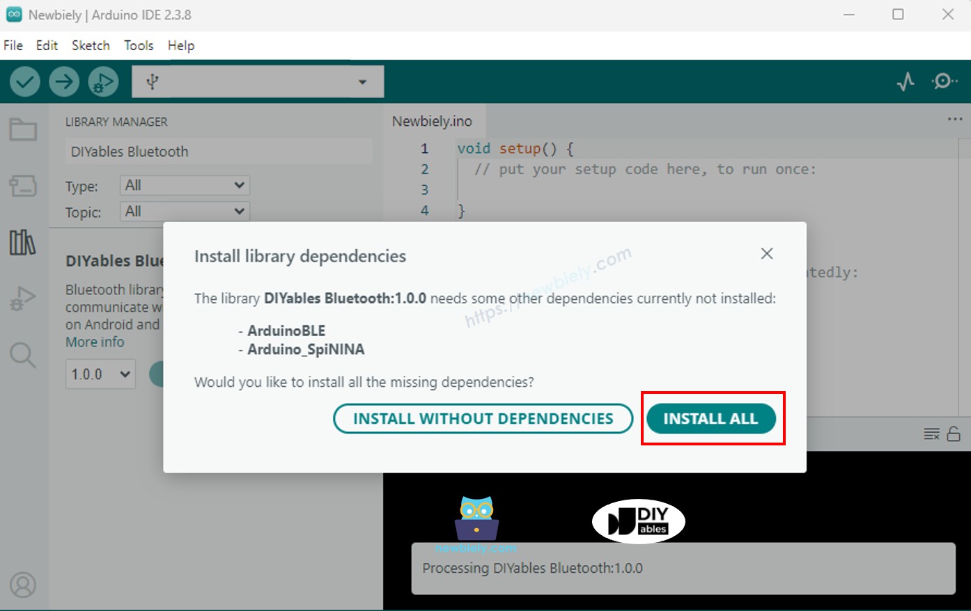 Arduino MKR WiFi 1010 DIYables Bluetooth dependency