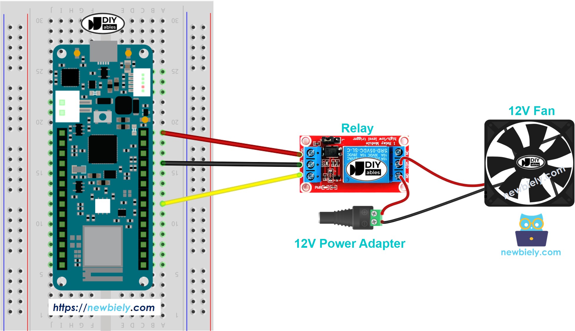 The wiring diagram between Arduino MKR WiFi 1010 Fan