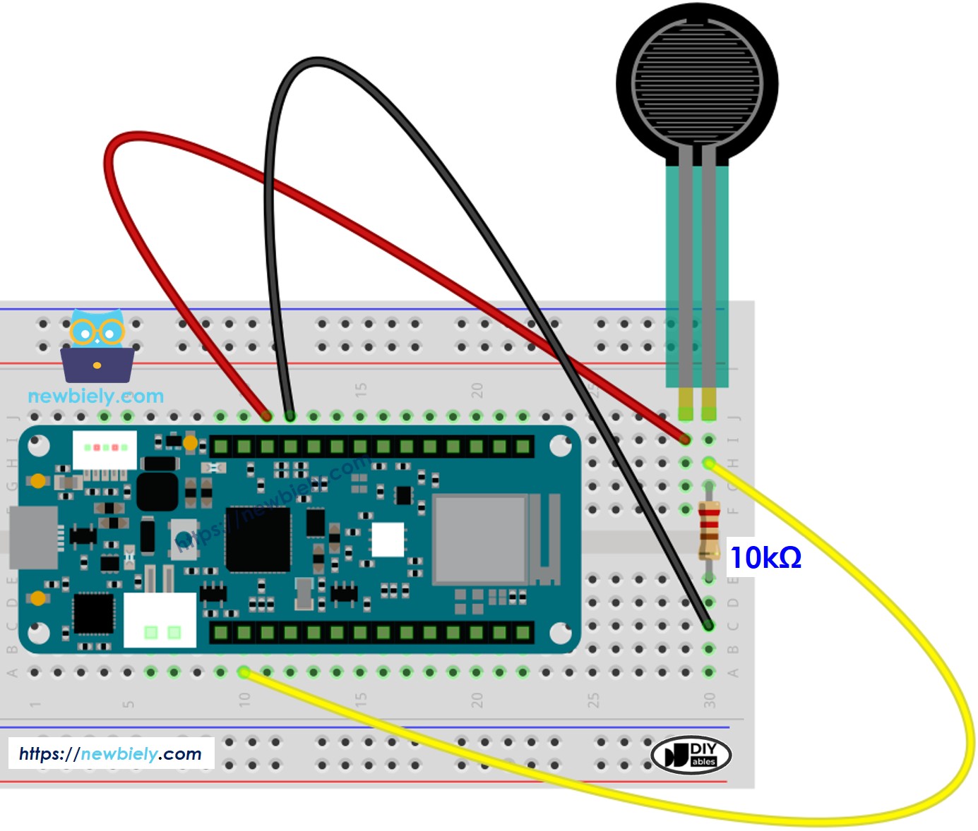 The wiring diagram between Arduino MKR WiFi 1010 Force