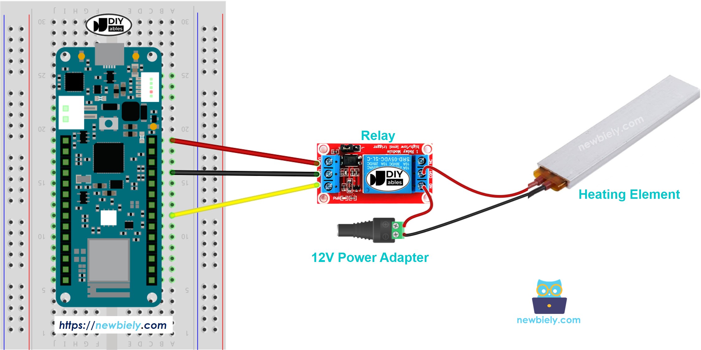 The wiring diagram between Arduino MKR WiFi 1010 Heating Element