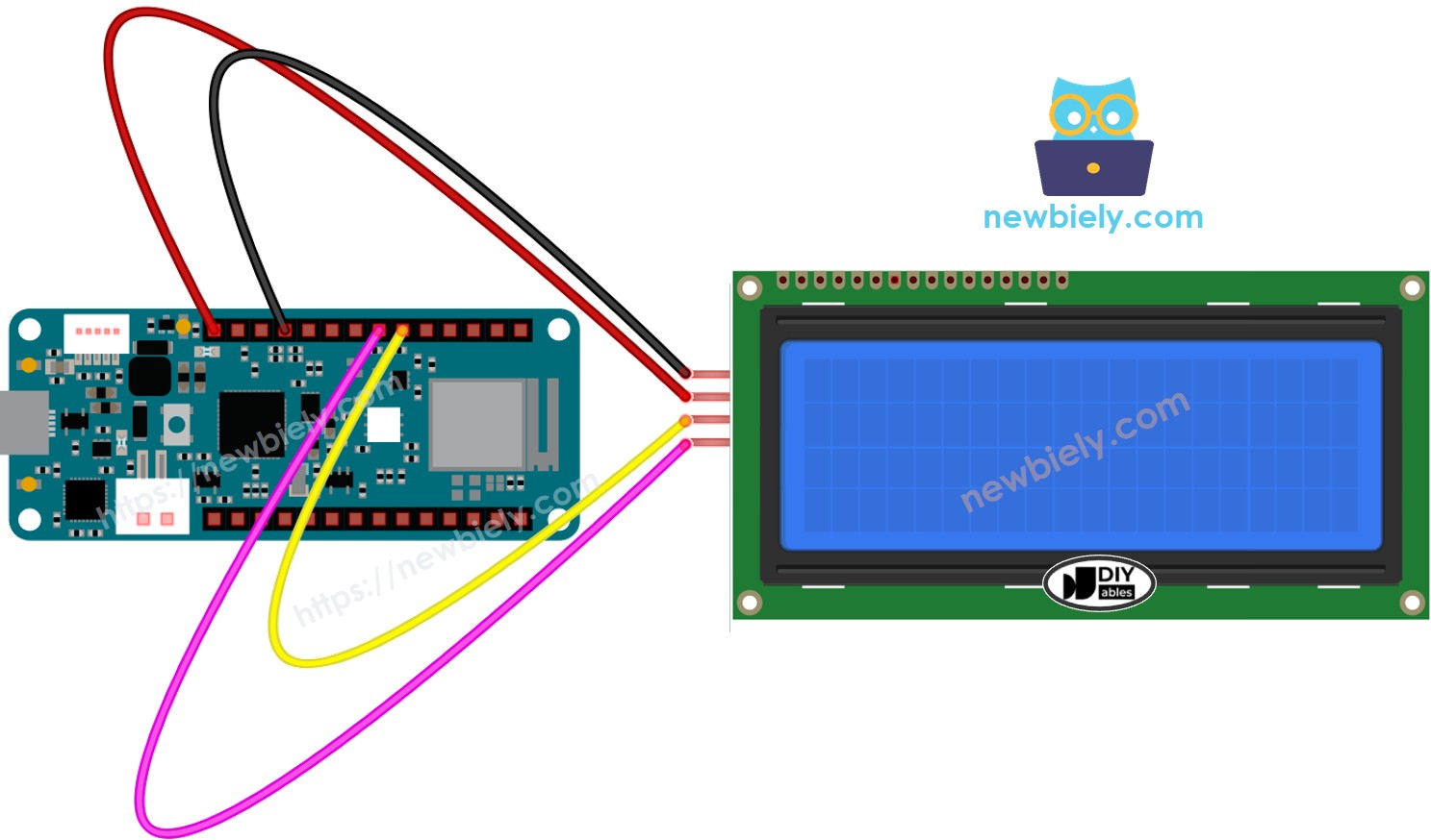 The wiring diagram between Arduino MKR WiFi 1010 LCD 20x4 I2C
