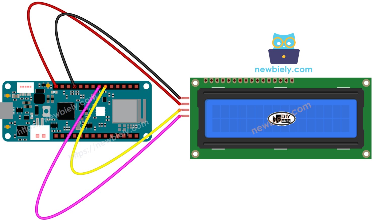 The wiring diagram between Arduino MKR WiFi 1010 LCD I2C