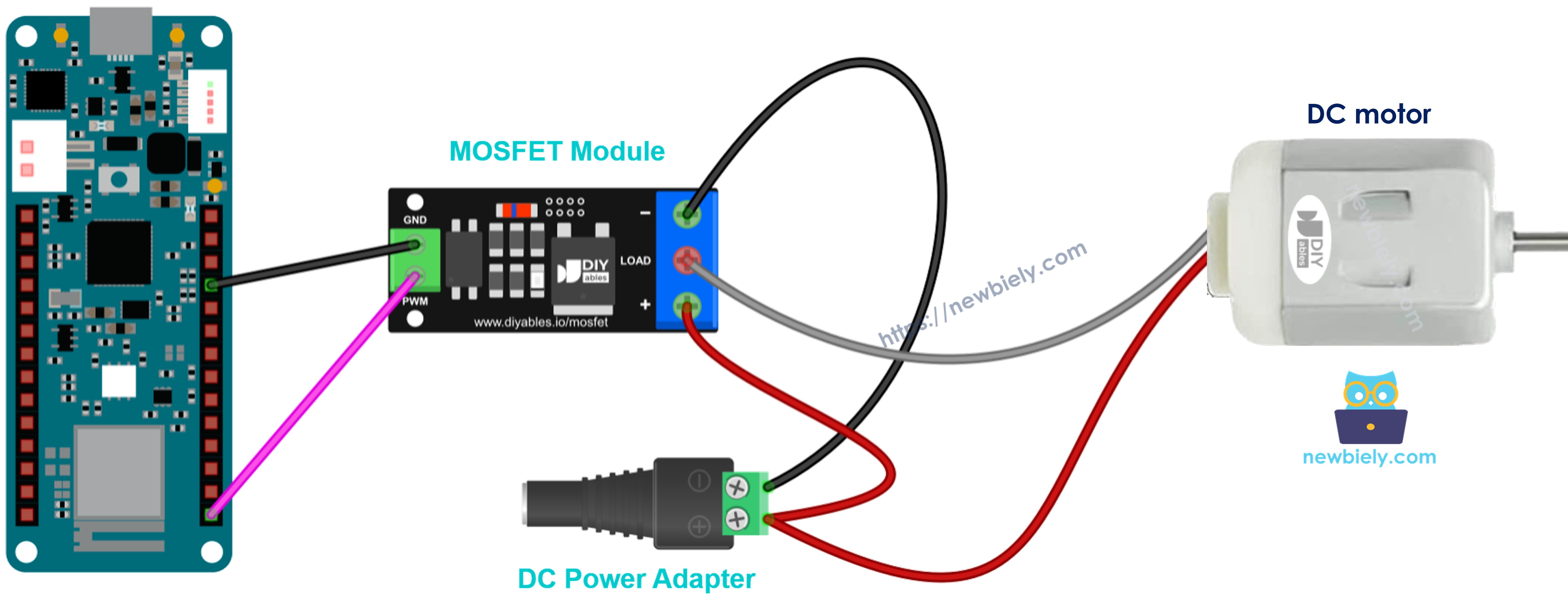 DC motor 12V and MOSFET module wiring