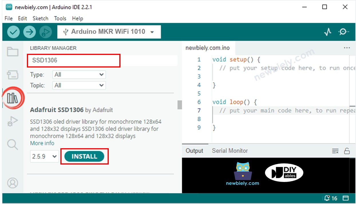 Arduino MKR WiFi 1010 OLED library