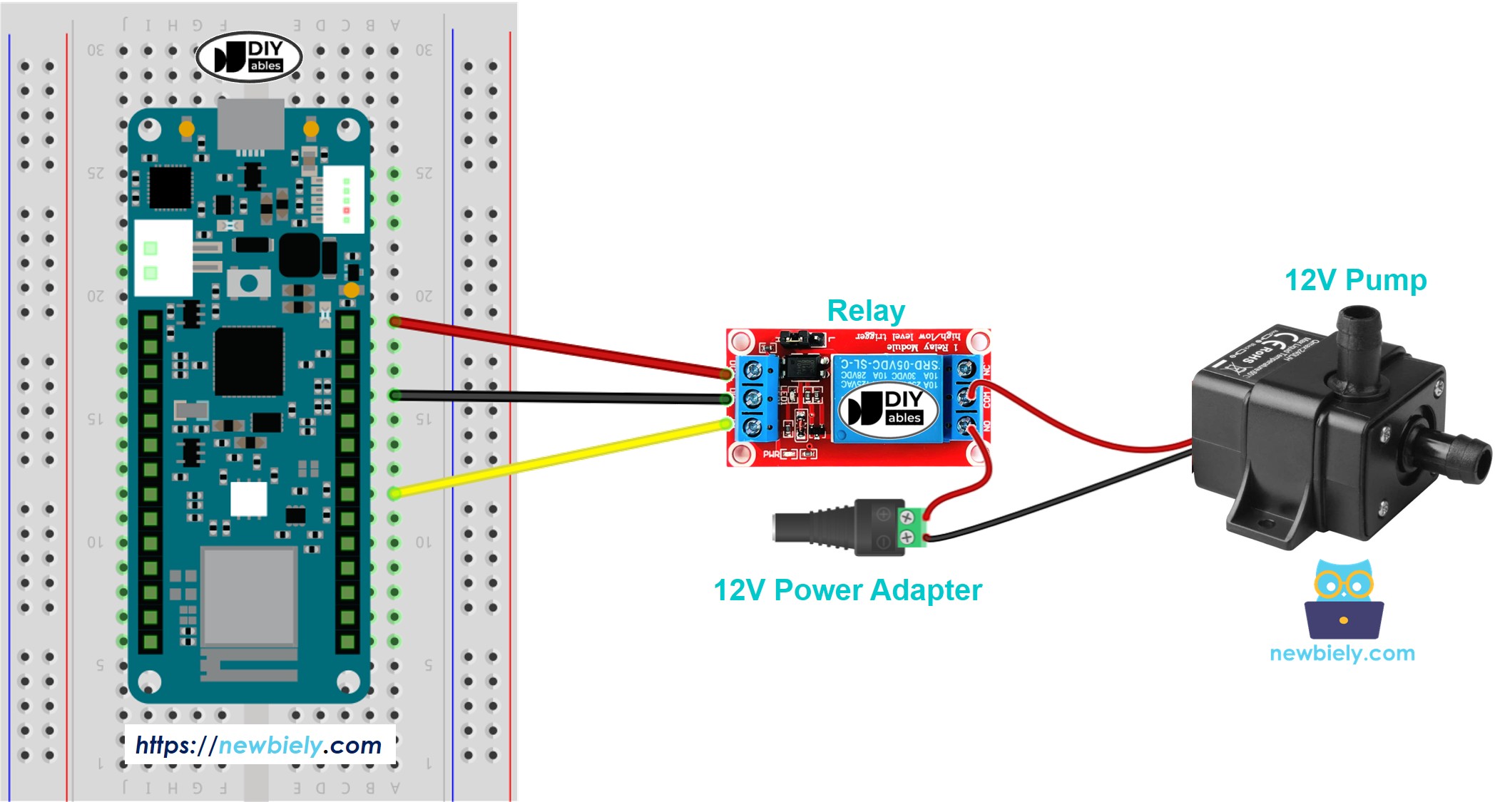 The wiring diagram between Arduino MKR WiFi 1010 Pump
