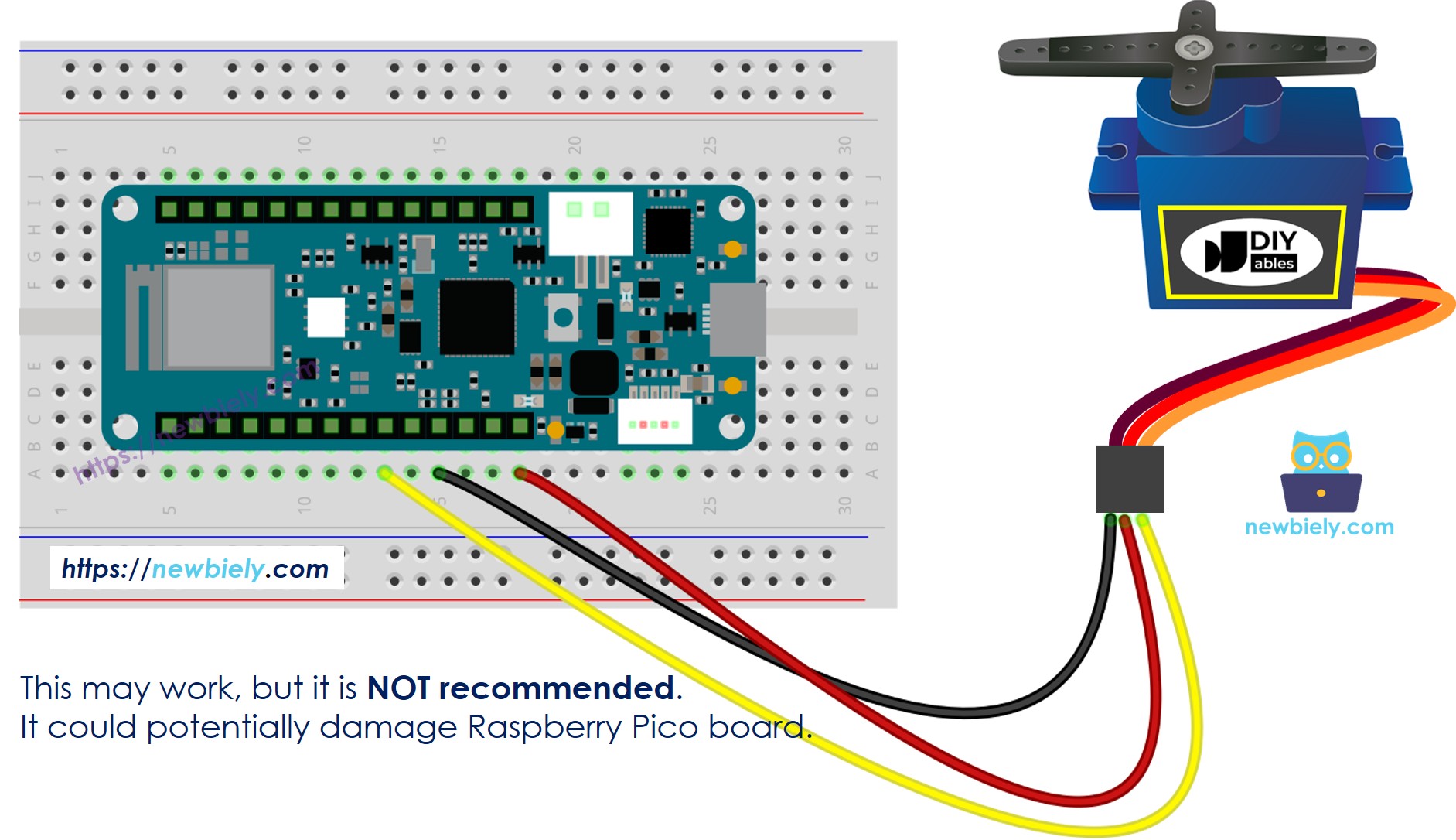 The wiring diagram between Arduino MKR WiFi 1010 Servo Motor