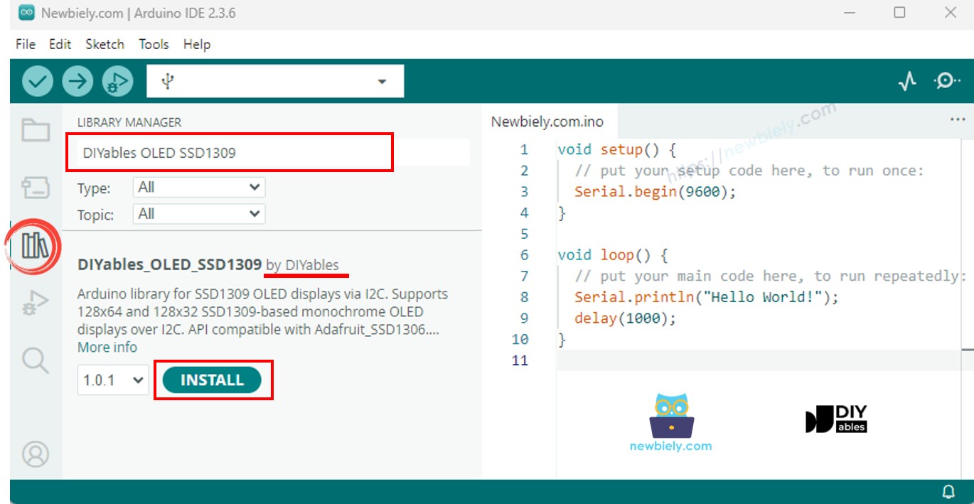 Arduino MKR WiFi 1010 SSD1309 OLED library