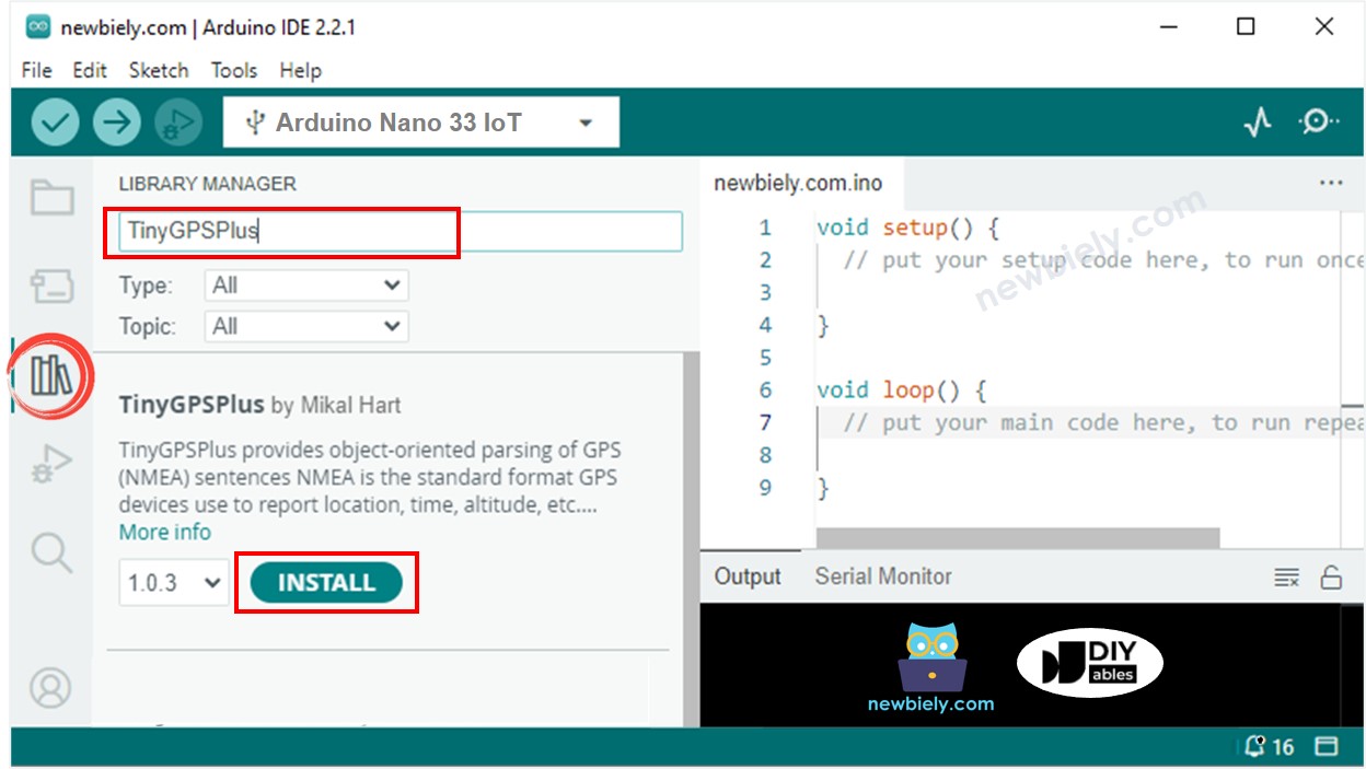 Arduino Nano 33 IoT TinyGPS++ library