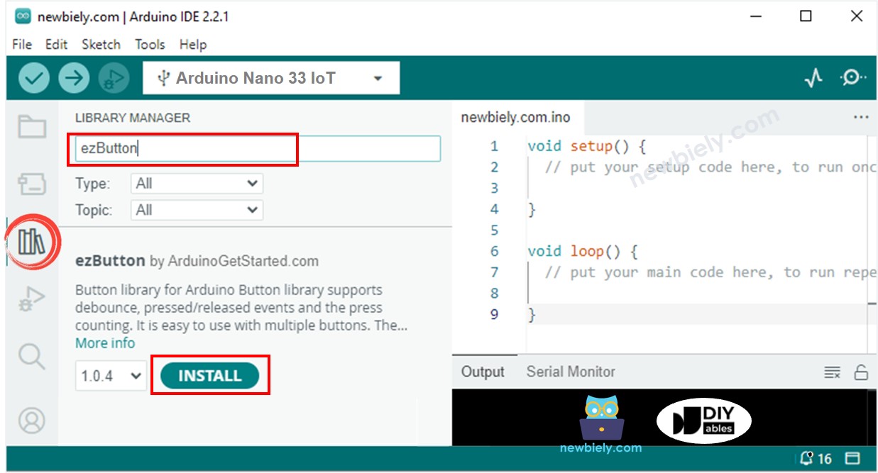 Arduino Nano 33 IoT button library