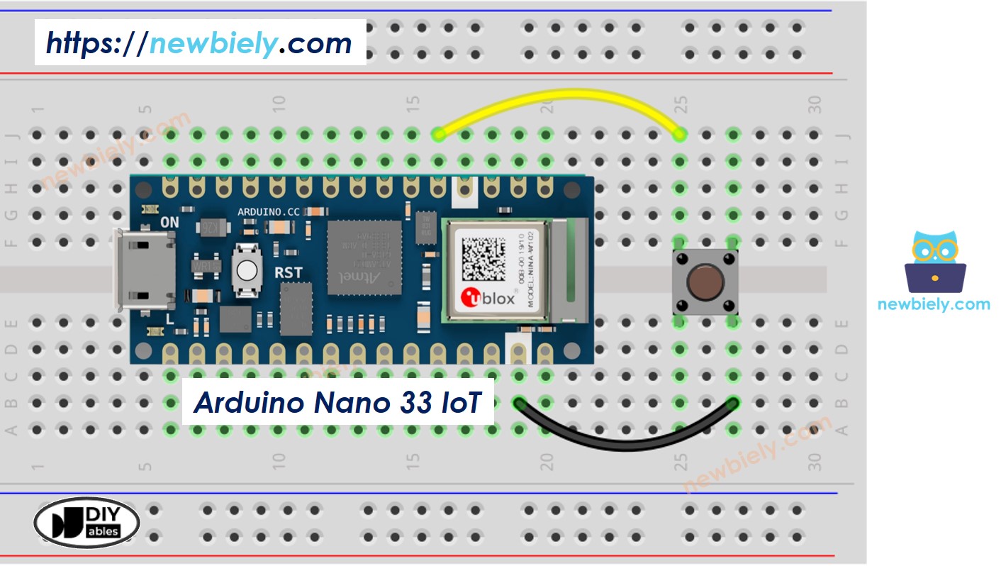 The wiring diagram between Arduino Nano and 33 IoT Button