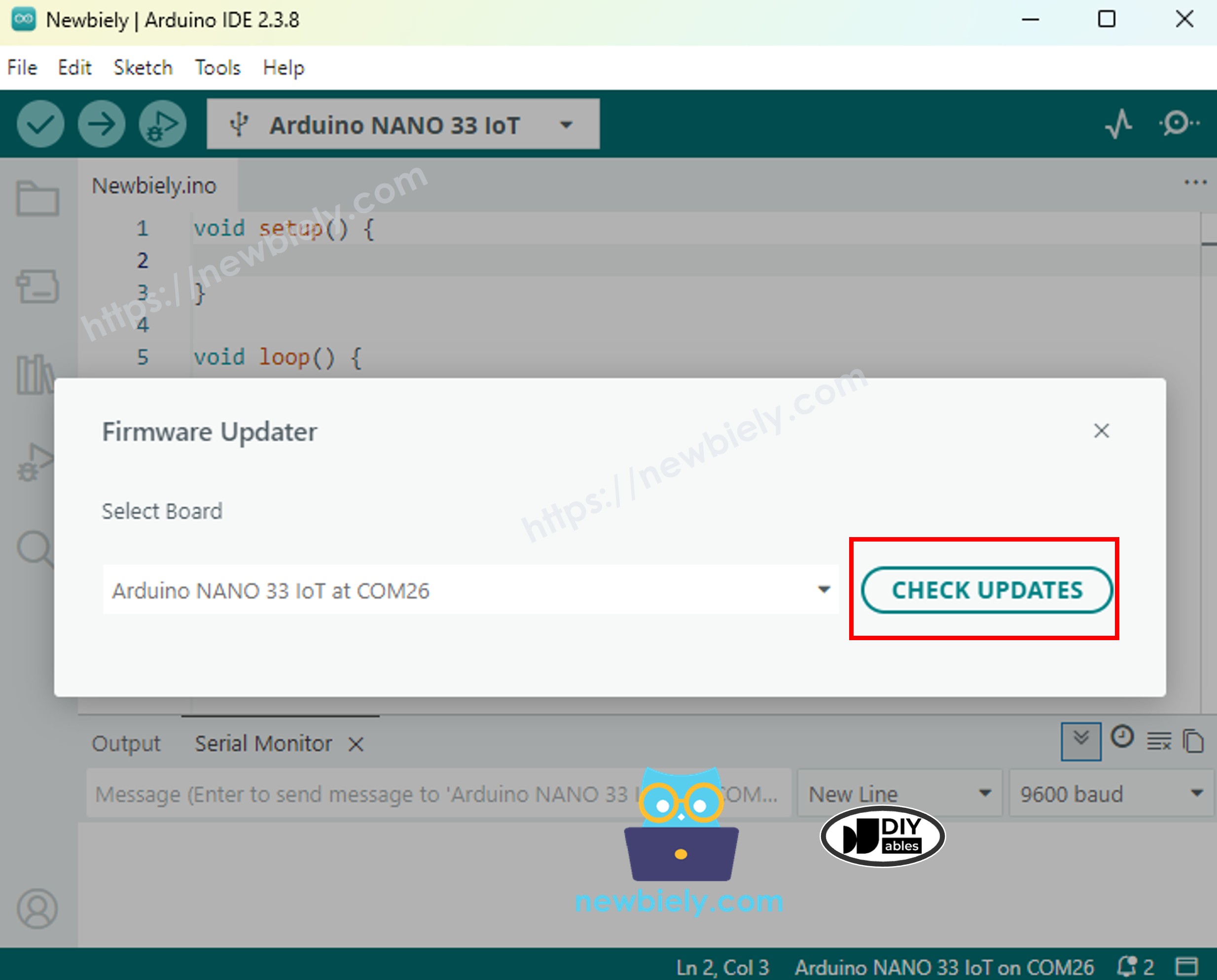 Arduino Nano 33 IoT check Update Firmware