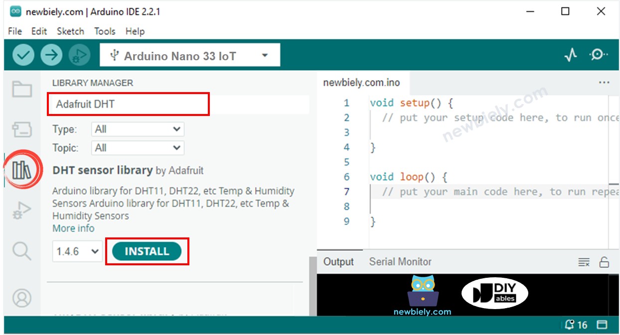 Arduino Nano 33 IoT DHT sensor library