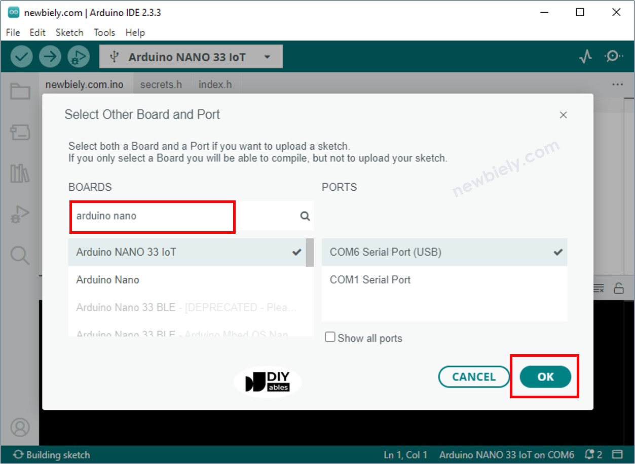 How to select COM port on Arduino IDE