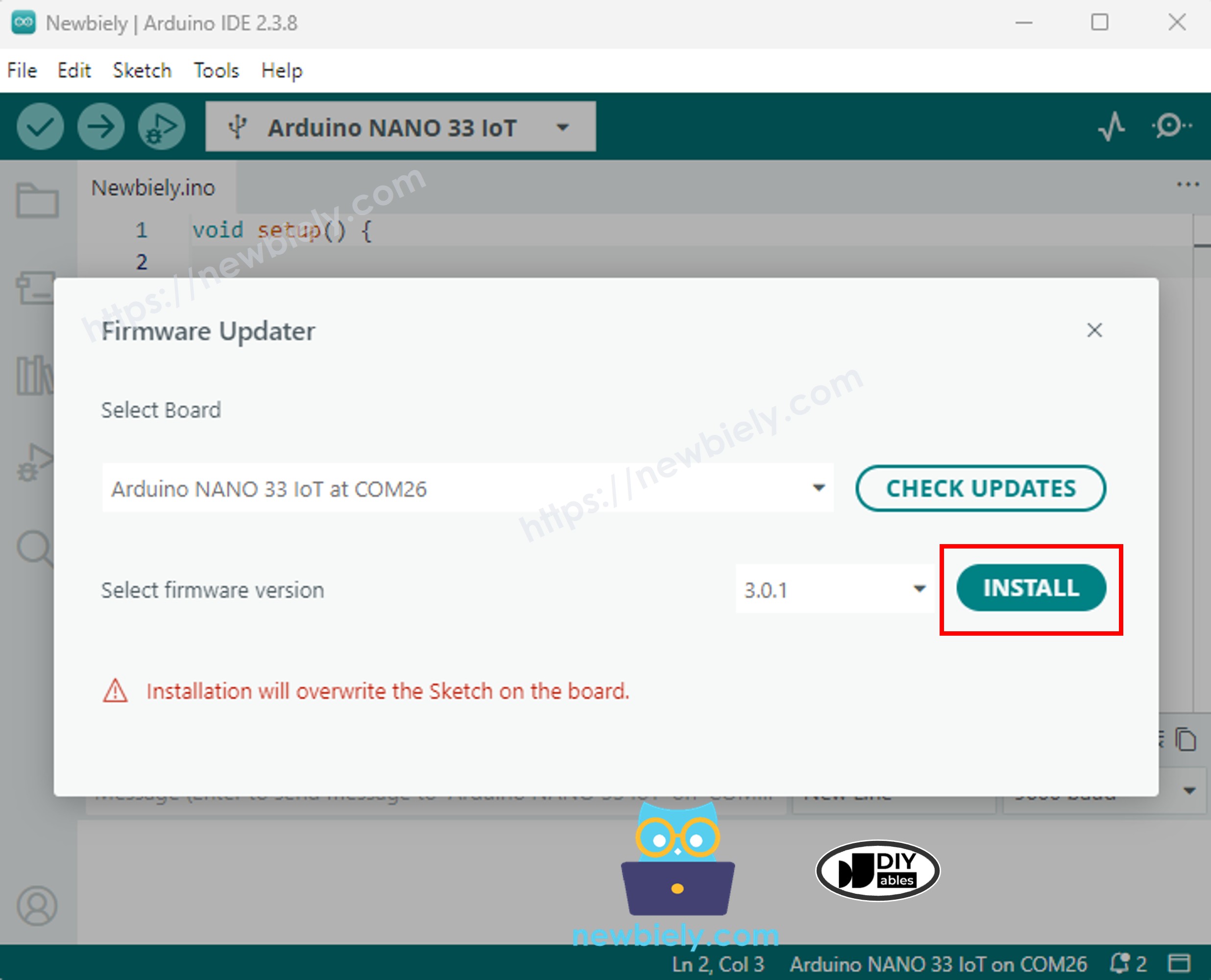 Arduino Nano 33 IoT Install Update Firmware