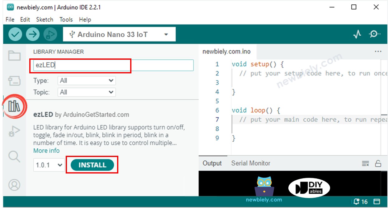 Arduino Nano 33 IoT led library