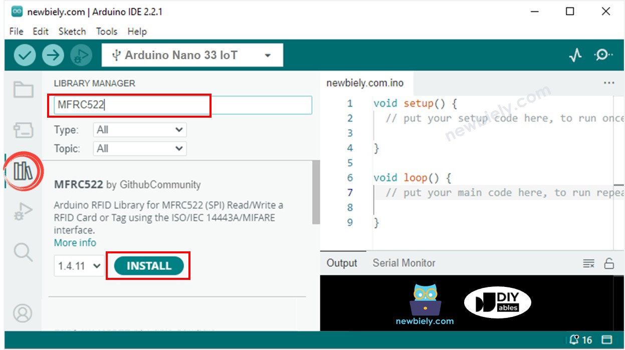 Arduino Nano 33 IoT MFRC522 library