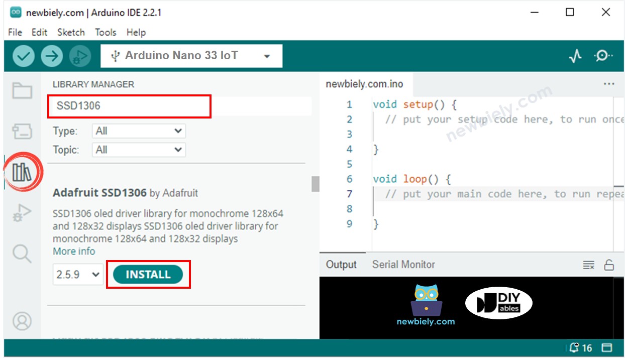 Arduino Nano 33 IoT OLED library