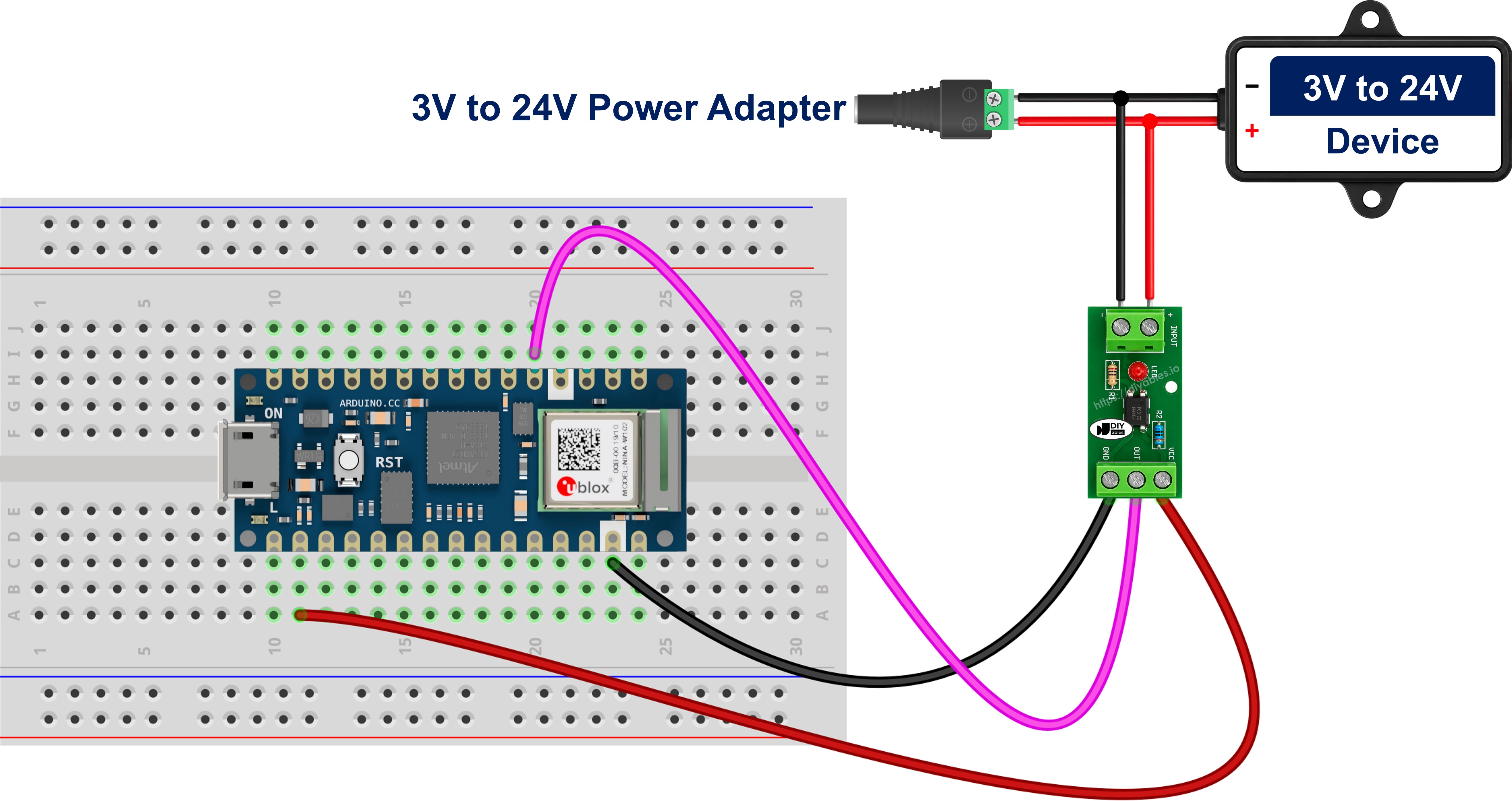 Arduino Nano 33 IoT PC817 optocoupler isolation module 12V input wiring