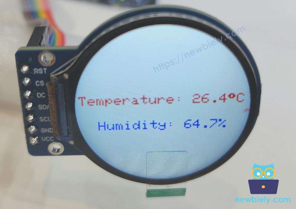 Arduino Nano 33 IoT Round Circular TFT LCD Display Screen show text and number
